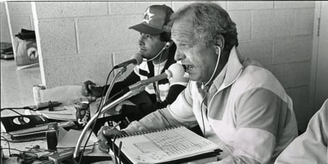 Dave Niehaus calls the Seattle Mariners game in 1977 at the Kingdome.