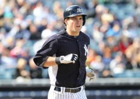 March 2, 2013; Tampa, FL, USA; New York Yankees right fielder Tyler Austin (88) gets walked against the Detroit Tigers at George M. Steinbrenner Field. Mandatory Credit: Kim Klement-USA TODAY Sports