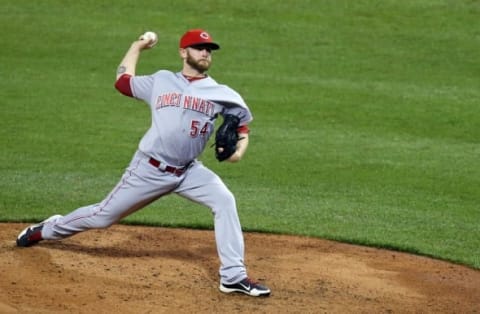 Apr 30, 2016; Pittsburgh, PA, USA; Cincinnati Reds relief pitcher Caleb Cotham (54) pitches against the Pittsburgh Pirates during the eighth inning at PNC Park. The Pirates won 5-1. Mandatory Credit: Charles LeClaire-USA TODAY Sports