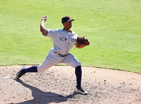 Oct 11, 2016; Glendale, AZ, USA; Scottsdale Scorpions pitcher Dillon Tate of the New York Yankees against the Glendale Desert Dogs during an Arizona Fall League game at Camelback Ranch. Mandatory Credit: Mark J. Rebilas-USA TODAY Sports