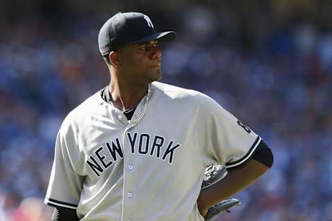 Sep 25, 2016; Toronto, Ontario, CAN; New York Yankees starting pitcher Michael Pineda (35) leaves the mound in the sixth inning against Toronto Blue Jays at Rogers Centre. Mandatory Credit: Kevin Sousa-USA TODAY Sports