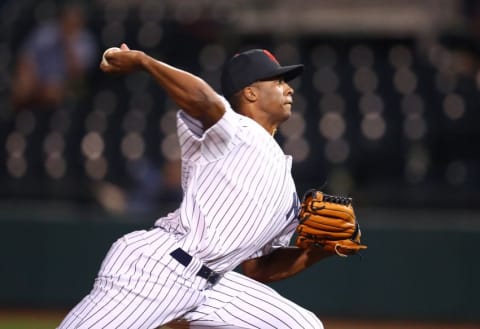 Oct 18, 2016; Scottsdale, AZ, USA; Scottsdale Scorpions pitcher Dillon Tate of the New York Yankees against the Surprise Saguaros during an Arizona Fall League game at Scottsdale Stadium. Mandatory Credit: Mark J. Rebilas-USA TODAY Sports