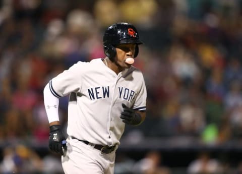 Nov 5, 2016; Surprise, AZ, USA; East infielder Miguel Andujar of the New York Yankees during the Arizona Fall League Fall Stars game at Surprise Stadium. Mandatory Credit: Mark J. Rebilas-USA TODAY Sports