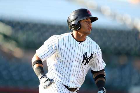 Nov 8, 2016; Scottsdale, AZ, USA; Scottsdale Scorpions infielder Gleyber Torres of the New York Yankees against the Glendale Desert Dogs during an Arizona Fall League game at Scottsdale Stadium. Mandatory Credit: Mark J. Rebilas-USA TODAY Sports