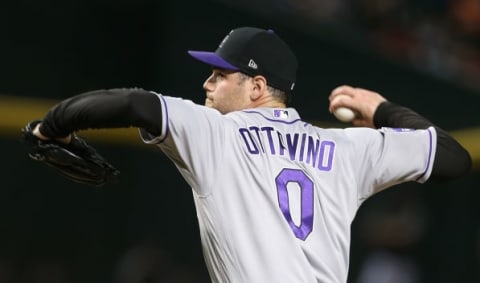 PHOENIX, AZ – JULY 20: Relief pitcher Adam Ottavino #0 of the Colorado Rockies pitches against the Arizona Diamondbacks during the ninth inning of an MLB game at Chase Field on July 20, 2018 in Phoenix, Arizona. (Photo by Ralph Freso/Getty Images)