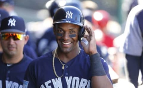 New York Yankees Miguel Andujar smiles (Photo by Michael Reaves/Getty Images)