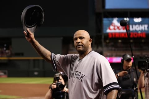 PHOENIX, ARIZONA – APRIL 30: Pitcher CC Sabathia #52 of the New York Yankees waves to the crowd after recording his 3,000th career strike out against John Ryan Murphy (not pictured) of the Arizona Diamondbacks during second inning of the MLB game at Chase Field on April 30, 2019 in Phoenix, Arizona. (Photo by Christian Petersen/Getty Images)