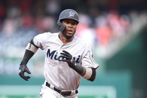 WASHINGTON, DC – MAY 26: Rosell Herrera #5 of the Miami Marlins runs to third base during a baseball game against the Washington Nationals at Nationals Park on May 26, 2019 in Washington. DC. (Photo by Mitchell Layton/Getty Images)