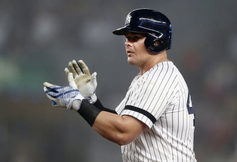 Luke Voit #45 of the New York Yankees celebrates (Photo by Jim McIsaac/Getty Images)