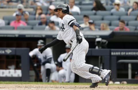 NEW YORK, NEW YORK – AUGUST 14: Thairo Estrada #90 of the New York Yankees in action against the Baltimore Orioles at Yankee Stadium on August 14, 2019 in New York City. (Photo by Jim McIsaac/Getty Images)