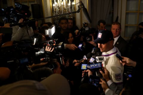 NEW YORK, NEW YORK – JANUARY 22: Derek Jeter speaks to the media after being elected into the National Baseball Hall of Fame Class of 2020 on January 22, 2020 at the St. Regis Hotel in New York City. The National Baseball Hall of Fame induction ceremony will be held on Sunday, July 26, 2020 in Cooperstown, NY. (Photo by Mike Stobe/Getty Images)