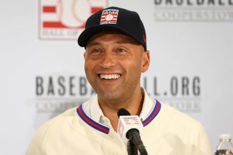 NEW YORK, NEW YORK – JANUARY 22: Derek Jeter speaks to the media after being elected into the National Baseball Hall of Fame Class of 2020 on January 22, 2020 at the St. Regis Hotel in New York City. The National Baseball Hall of Fame induction ceremony will be held on Sunday, July 26, 2020 in Cooperstown, NY. (Photo by Mike Stobe/Getty Images) Yankees