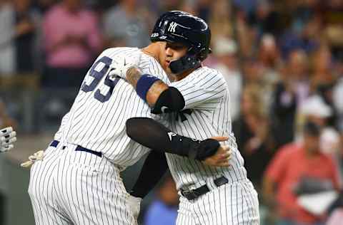 Gleyber Torres and Aaron Judge of the New York Yankees (Photo by Mike Stobe/Getty Images)