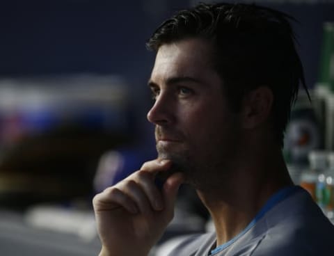 NEW YORK, NY – JUNE 28: Pitcher Cole Hamels #35 of the Texas Rangers watches the New York Yankees bat in the third inning during a game at Yankee Stadium on June 28, 2016 in the Bronx borough of New York City. (Photo by Rich Schultz/Getty Images)