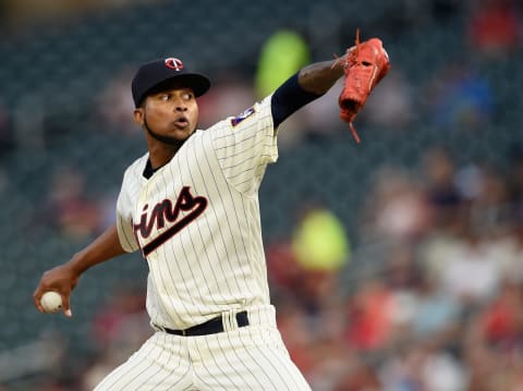 MINNEAPOLIS, MN – SEPTEMBER 13: Ervin Santana #54 of the Minnesota Twins delivers a pitch against the San Diego Padres during the first inning of the game on September 13, 2017 at Target Field in Minneapolis, Minnesota. (Photo by Hannah Foslien/Getty Images)