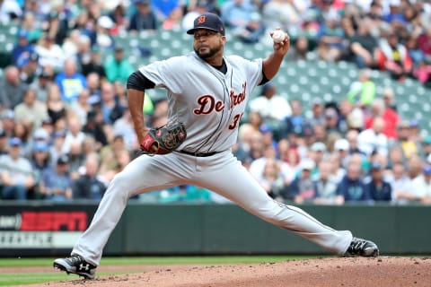 SEATTLE, WA – MAY 20: Francisco Liriano #38 of the Detroit Tigers pitches against the Seattle Mariners in the first inning during their game at Safeco Field on May 20, 2018 in Seattle, Washington. (Photo by Abbie Parr/Getty Images)