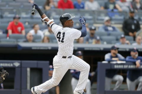 NEW YORK, NEW YORK - MAY 04: Miguel Andujar #41 of the New York Yankees in action against the Minnesota Twins at Yankee Stadium on May 04, 2019 in the Bronx borough of New York City. The Twins defeated the Yankees 7-3. (Photo by Jim McIsaac/Getty Images)