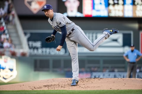 Blake Snell of the Tampa Bay Rays. (Photo by Brace Hemmelgarn/Minnesota Twins/Getty Images)