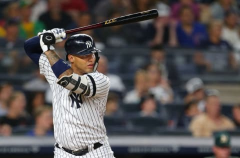 NEW YORK, NY - AUGUST 30: Gleyber Torres #25 of the New York Yankees in action against the Oakland Athletics during a game at Yankee Stadium on August 30, 2019 in New York City. (Photo by Rich Schultz/Getty Images)