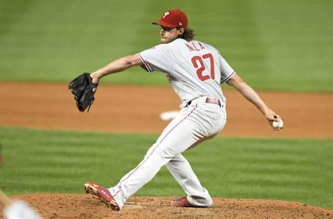 Aaron Nola of the Philadelphia Phillies. (Photo by Mitchell Layton/Getty Images)