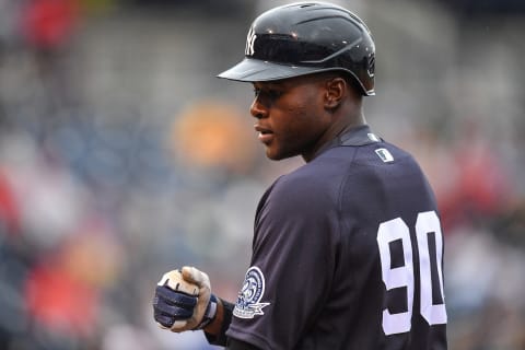 Estevan Florial #90 of the New York Yankees (Photo by Mark Brown/Getty Images)