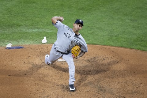 Jonathan Loaisiga #43 of the New York Yankees (Photo by Mitchell Leff/Getty Images)