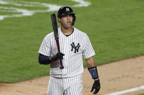 Gary Sanchez #24 of the New York Yankees in action against the Boston Red Sox at Yankee Stadium on August 01, 2020 in New York City. The Yankees defeated the Red Sox 5-2. (Photo by Jim McIsaac/Getty Images)