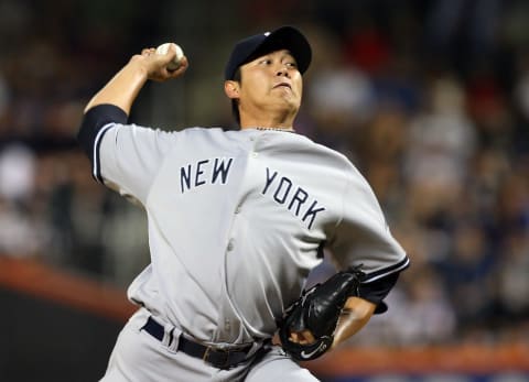 Chien-Ming Wang #40 of the New York Yankees (Photo by Jim McIsaac/Getty Images)