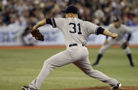 Javier Vazquez was involved in one of the worst Yankees trades ever … twice. (Photo by Abelimages/Getty Images)