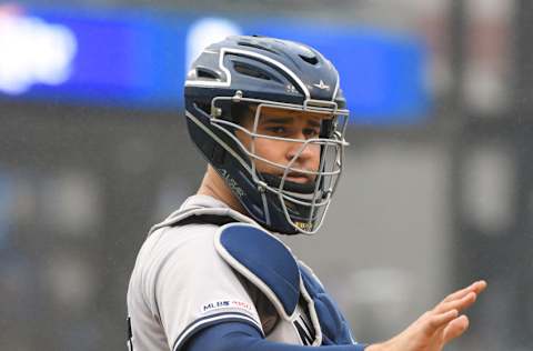 Gary Sanchez #24 of the New York Yankees - (Photo by Mark Cunningham/MLB Photos via Getty Images)