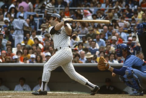 Thurman Munson #15 of the New York Yankees – (Photo by Focus on Sport/Getty Images)