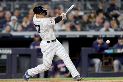 Giancarlo Stanton #27 of the New York Yankees – (Photo by Elsa/Getty Images)