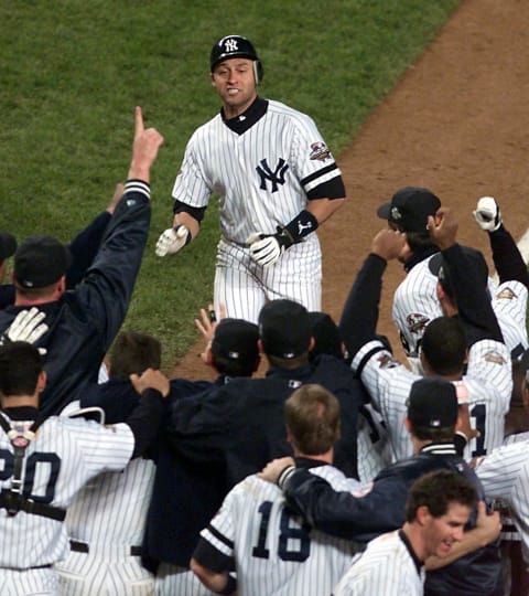 New York Yankees shortstop Derek Jeter in the 2001 World Series (Photo by DON EMMERT/AFP via Getty Images)