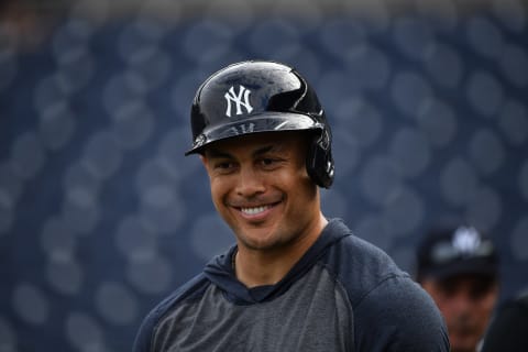 Giancarlo Stanton #27 of the New York Yankees – (Photo by Mark Brown/Getty Images)