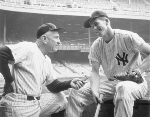 Tony Kubek of the New York Yankees with Casey Stengel. (Photo by Mark Rucker/Transcendental Graphics, Getty Images)