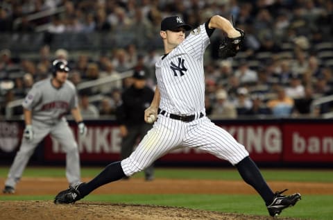 David Robertson #30 of the New York Yankees got a new identity in 2009 (Photo by Jim McIsaac/Getty Images)