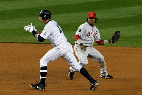 Alex Rodriguez #13 of New York Yankees celebrates his solo home run. (Photo by Jim McIsaac/Getty Images)