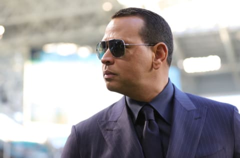 MIAMI, FLORIDA - FEBRUARY 02: Former baseball player Alex Rodriguez looks on before Super Bowl LIV at Hard Rock Stadium on February 02, 2020 in Miami, Florida. (Photo by Maddie Meyer/Getty Images)