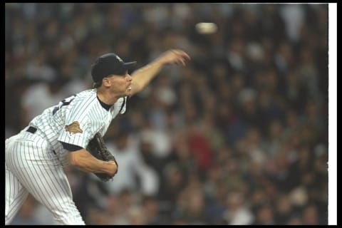 Pitcher Jimmy Key of the New York Yankees throws the ball during Game Six of the World Series (Getty Images)