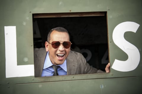 BOSTON, MA - SEPTEMBER 8: ESPN Sunday Night Baseball color commentator Alex Rodriguez poses from inside the Green Monster before a game between the Boston Red Sox and the New York Yankees on September 8, 2019 at Fenway Park in Boston, Massachusetts. (Photo by Billie Weiss/Boston Red Sox/Getty Images)