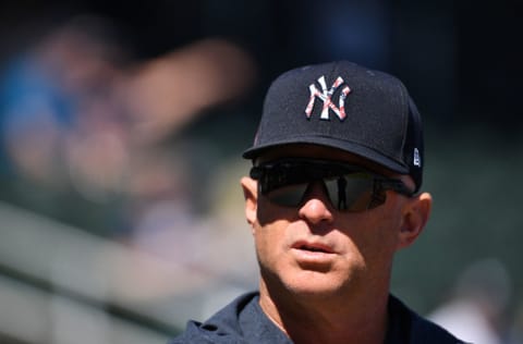 VENICE, FLORIDA - FEBRUARY 28: Phil Nevin #88 of the New York Yankkes looks on during the spring training game against the Atlanta Braves at Cool Today Park on February 28, 2020 in Venice, Florida. (Photo by Mark Brown/Getty Images)