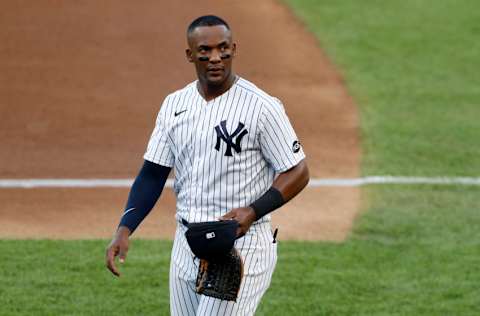 NEW YORK, NEW YORK - AUGUST 02: (NEW YORK DAILIES OUT) Miguel Andujar #41 of the New York Yankees looks on before a game against the Boston Red Sox at Yankee Stadium on August 02, 2020 in New York City. The Yankees defeated the Red Sox 9-7. (Photo by Jim McIsaac/Getty Images)