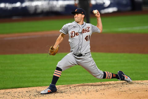 Matthew Boyd #48 of the Detroit Tigers in action during the game against the Pittsburgh Pirates at PNC Park on August 7, 2020 in Pittsburgh, Pennsylvania. (Photo by Joe Sargent/Getty Images)