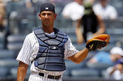 NEW YORK, NY - JUNE 25: Former player Jorge Posada of the New York Yankees takes part in the New York Yankees 71st Old Timers Day game before the Yankees play against the Texas Rangers at Yankee Stadium on June 25, 2017 in the Bronx borough of New York City. (Photo by Adam Hunger/Getty Images)