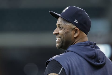 HOUSTON, TX – OCTOBER 13: CC Sabathia #52 of the New York Yankees warms up before game two of the American League Championship Series against the Houston Astros at Minute Maid Park on October 13, 2019 in Houston, Texas. (Photo by Tim Warner/Getty Images)