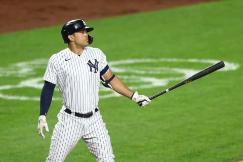 Giancarlo Stanton #27 of the New York Yankees (Photo by Mike Stobe/Getty Images)