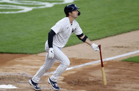 NEW YORK, NEW YORK - JULY 31: (NEW YORK DAILIES OUT) Kyle Higashioka #66 of the New York Yankees in action against the Boston Red Sox at Yankee Stadium on July 31, 2020 in New York City. The Yankees defeated the Red Sox 5-1. (Photo by Jim McIsaac/Getty Images)