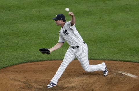 NEW YORK, NEW YORK - AUGUST 19: Zack Britton #53 of the New York Yankees in action against the Tampa Bay Rays at Yankee Stadium on August 19, 2020 in New York City. The Rays defeated the Yankees 4-2. (Photo by Jim McIsaac/Getty Images)