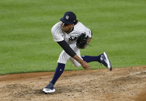 Deivi Garcia #83 of the New York Yankees (Photo by Jim McIsaac/Getty Images)