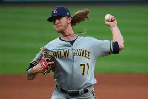 ST LOUIS, MO – SEPTEMBER 25: Josh Hader #71 of the Milwaukee Brewers delivers a pitch against the St. Louis Cardinals in the seventh inning during game one of a doubleheader at Busch Stadium on September 25, 2020 in St Louis, Missouri. (Photo by Dilip Vishwanat/Getty Images)